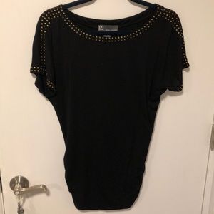 Black and gold embellished blouse